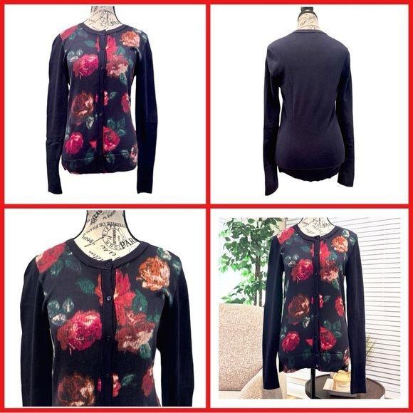 Merona Women’s Floral Print Cardigan Sweater. S/P - Picture 10 of 13